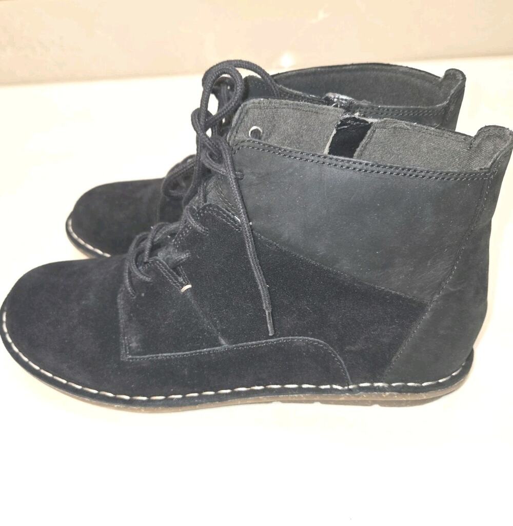 Clarks Tamitha Key Lace-up Zip Black Suede Leather Ankle Boots Women 9.5 Comfort